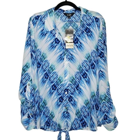 Investments Slim Factor De Collections Women's Long Sleeve Button Up Blouse Sz M - Picture 14 of 14